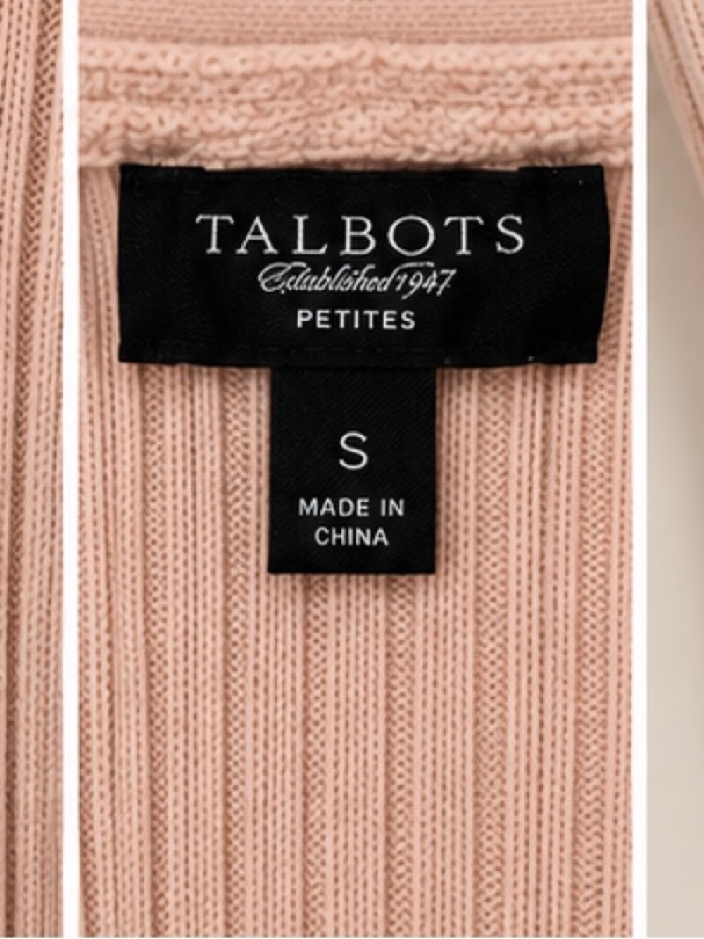 Talbots Blush Ribbed Button-Front Cardigan - Picture 4 of 5